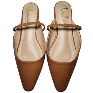 Lulus Women’s Sz 6  Taupe  Slingback Flats Shoes Slides  Tapered Square Toe